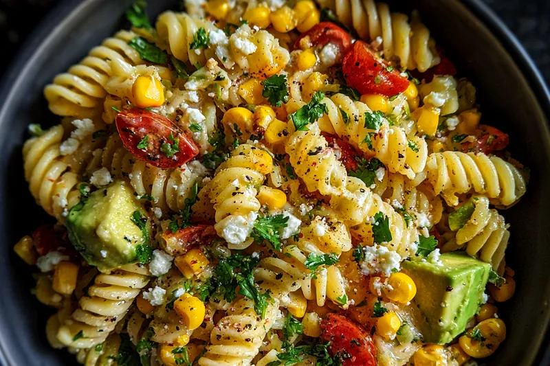 Fresh ingredients for Mexican Corn Pasta Salad