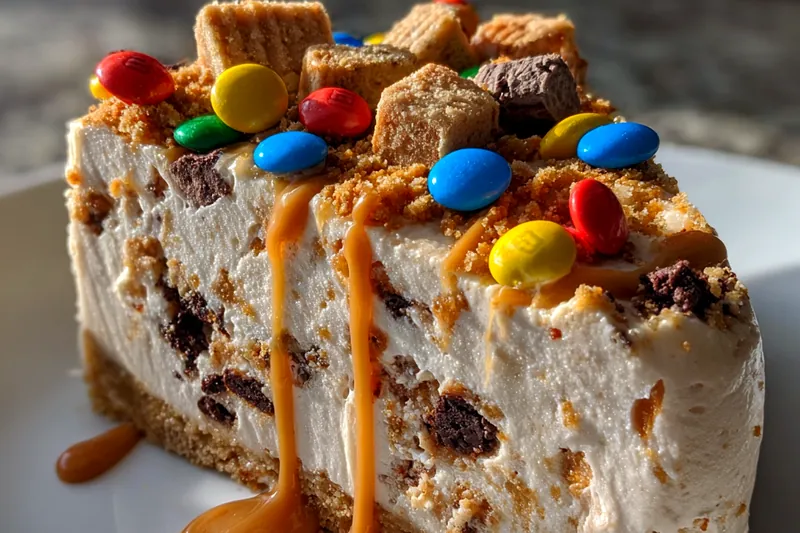 Cooking process for Monster Cookie Cheesecake Delight