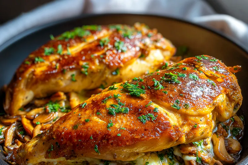 Cooking process for Mushroom Stuffed Chicken