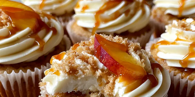 Peach Caramel Cream Cupcakes