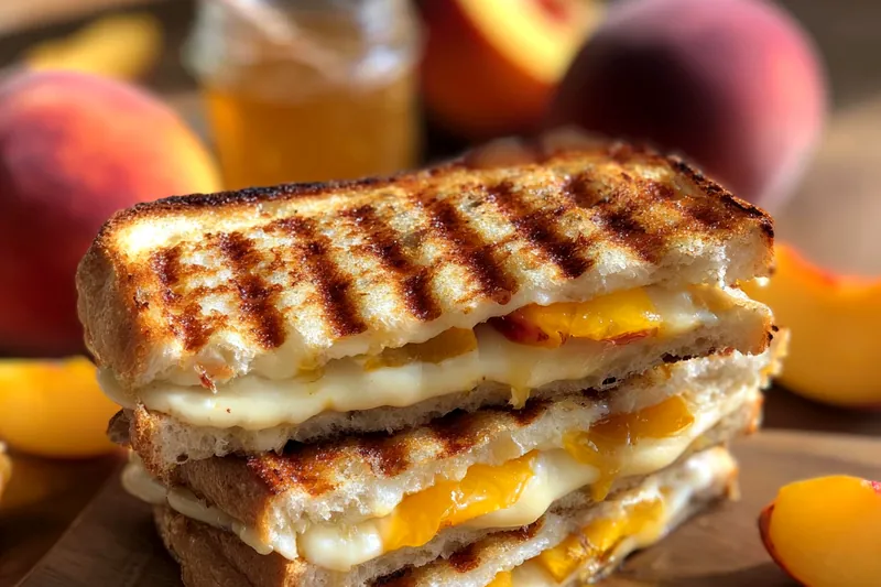 Cooking process for Peach Cheddar Grilled Sandwich
