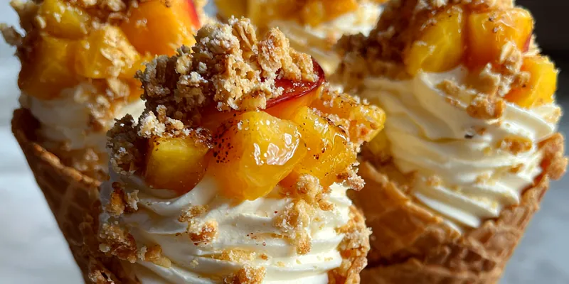 Peach Cobbler Cheesecake Cones