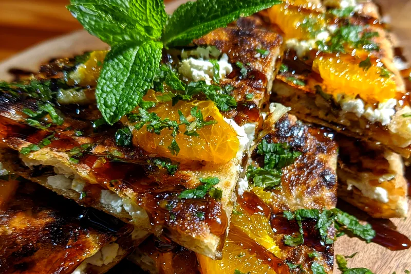 Fresh ingredients for Peach Herb Grilled Quesadillas