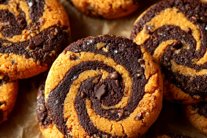 Fresh ingredients for Peanut Chocolate Swirl Cookies