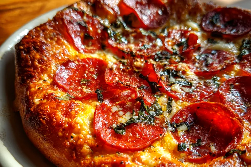 Cooking process for Pepperoni Stuffed Crust Pizza