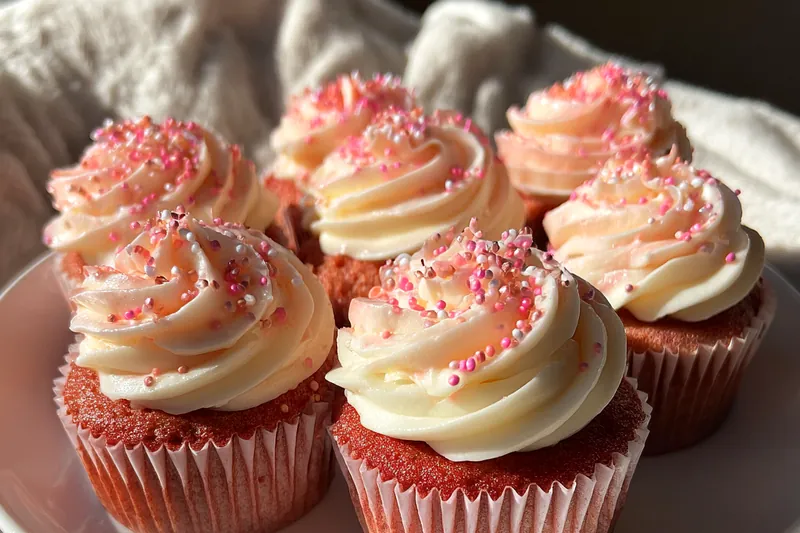 Cooking process for Pink Velvet Cupcakes with Buttercream
