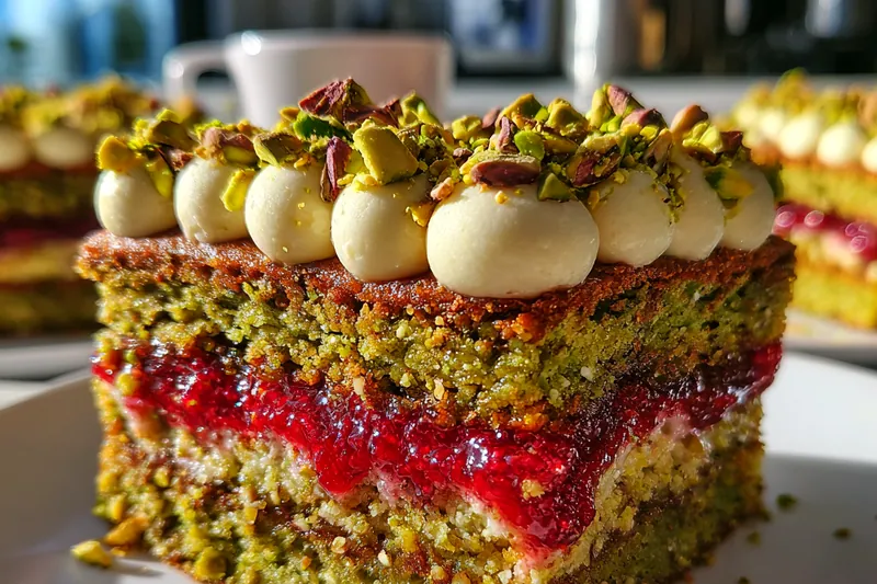 Cooking process for Pistachio Raspberry Delight