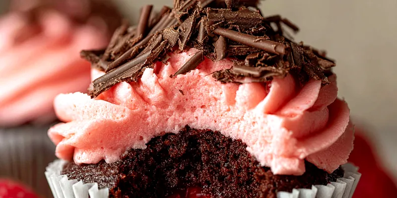 Delicious Raspberry Lava Chocolate Cupcakes served on a plate