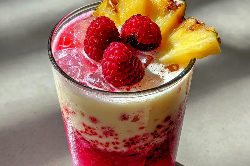 Fresh ingredients for Raspberry Pineapple Colada