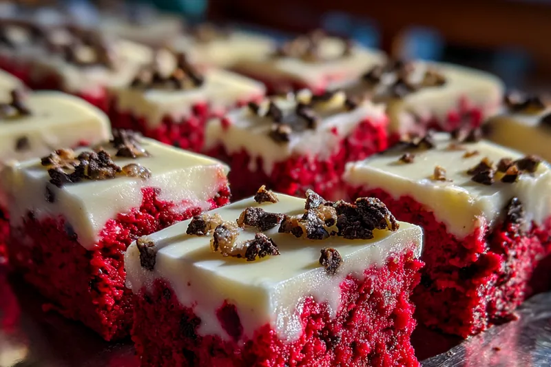 Fresh ingredients for Red Velvet Chocolate Squares