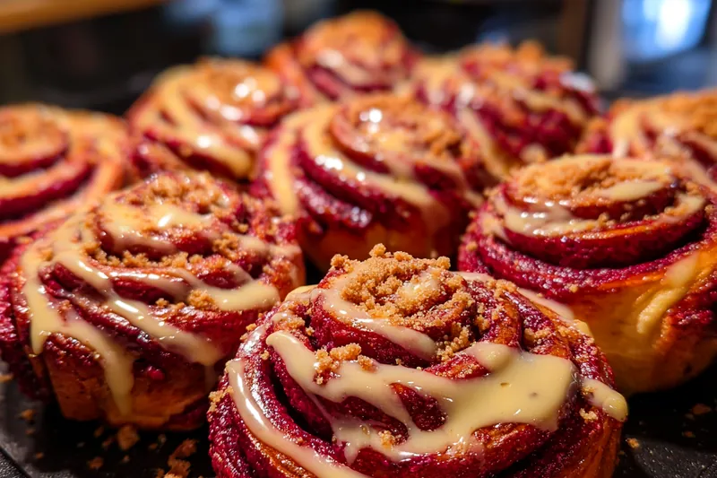 Cooking process for Red Velvet Cinnamon Rolls