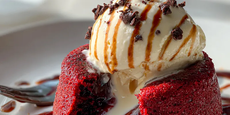 Delicious Red Velvet Lava Cake Delight served on a plate