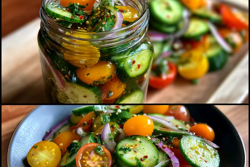 Cooking process for Refreshing Cucumber Tomato Salad