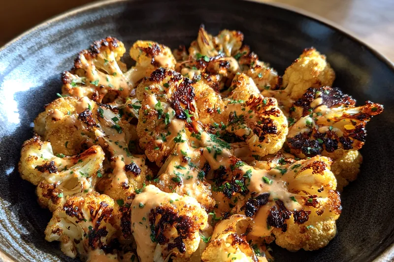 Cooking process for Roasted Cauliflower with Tahini