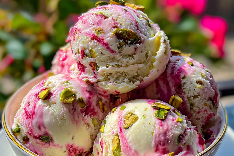 Cooking process for Rose Pistachio Ice Cream Delight