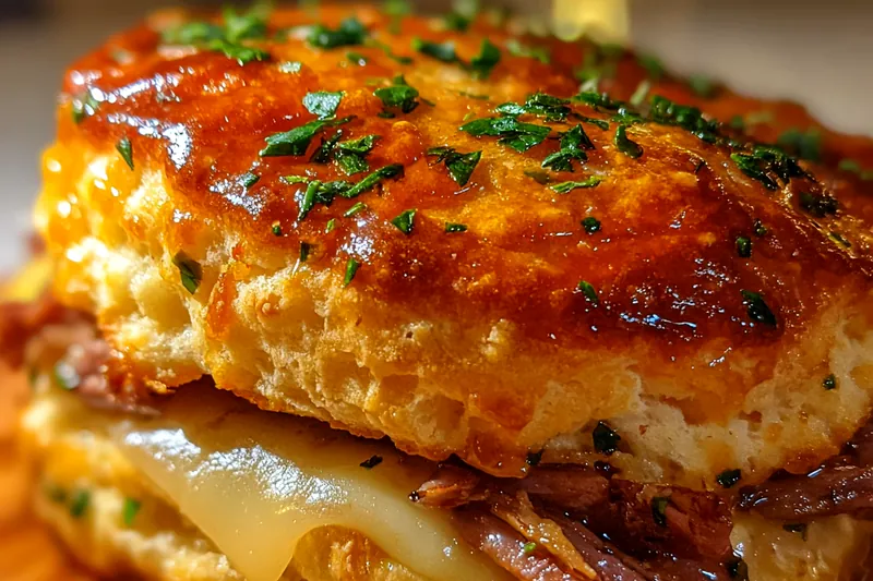 Cooking process for Savory Beef Biscuit Sliders