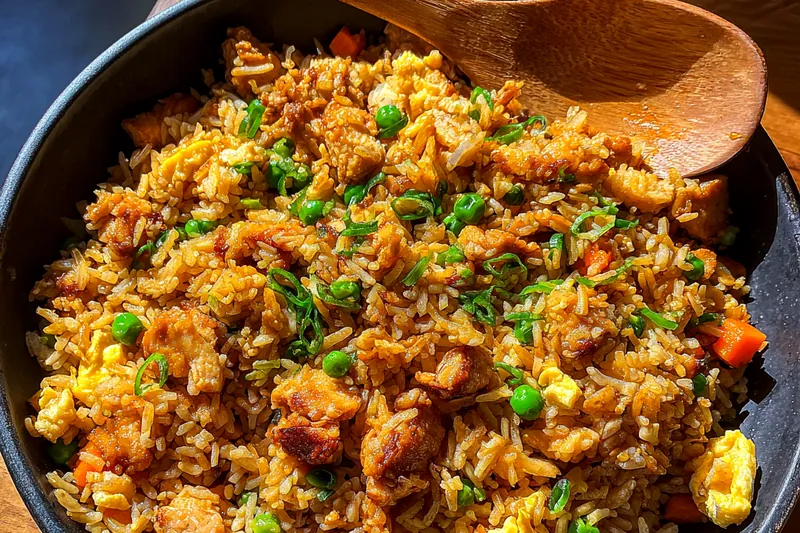Cooking process for Savory Chicken Fried Rice