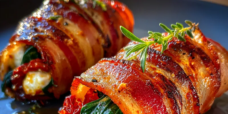 Delicious Savory Chicken Spinach Rolls served on a plate