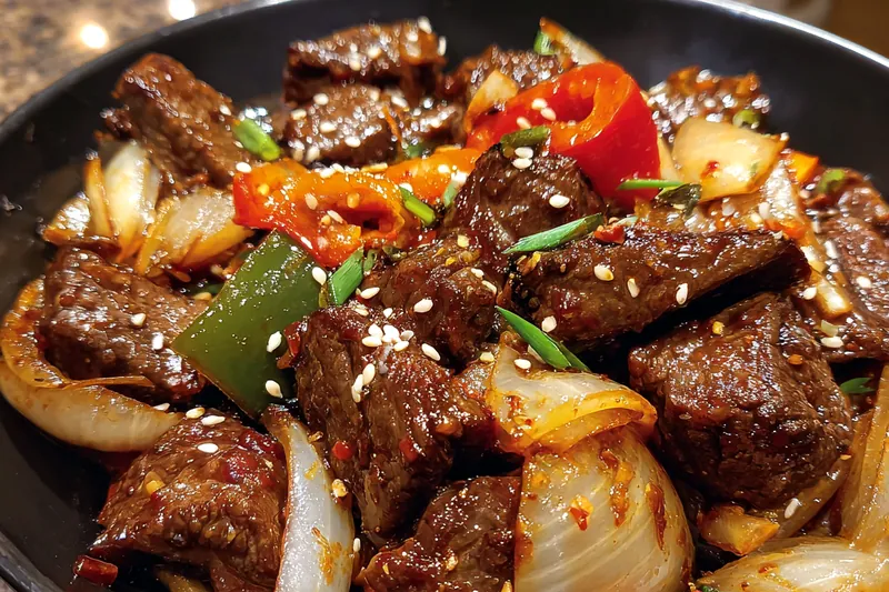 Fresh ingredients for Savory Pepper Steak Stir-Fry