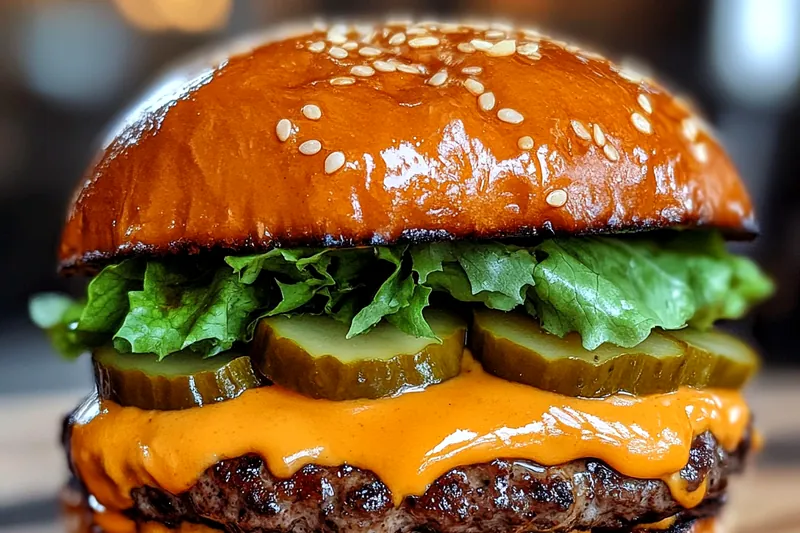 Juicy smash burgers sizzling in a hot skillet, showcasing a perfect sear.
