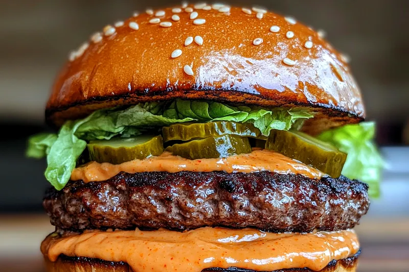 Fresh ingredients laid out for Juicy Smash Burger Recipe including ground beef, buns, and toppings.
