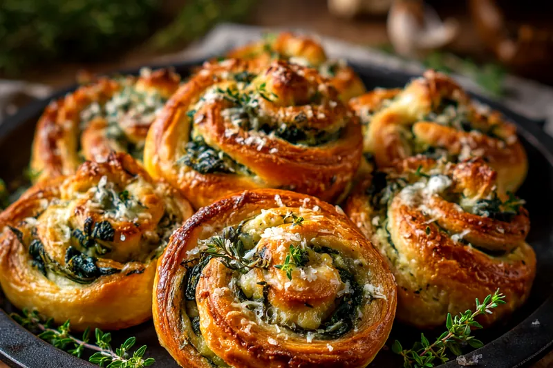 Fresh ingredients for Savory Spinach Cheese Twists