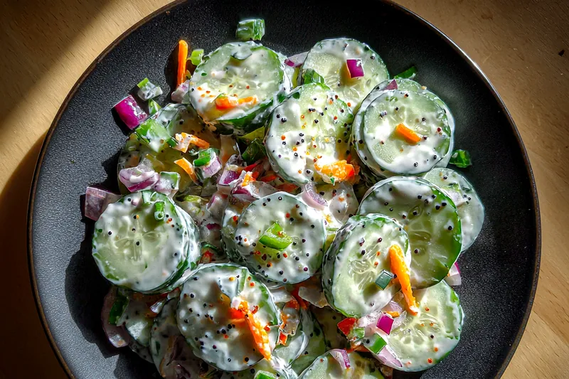 Cooking process for Spicy Cucumber Cheese Salad