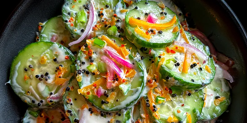 Spicy Cucumber Cheese Salad