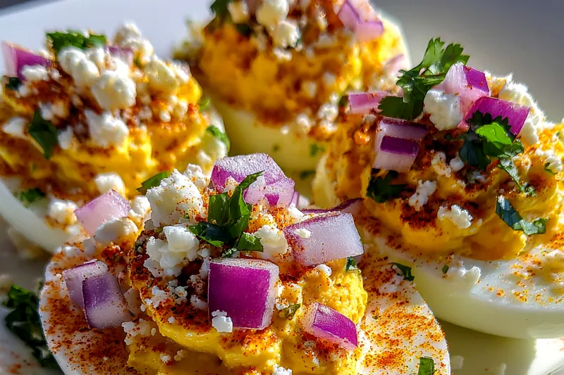 Fresh ingredients for Spicy Deviled Elote Eggs