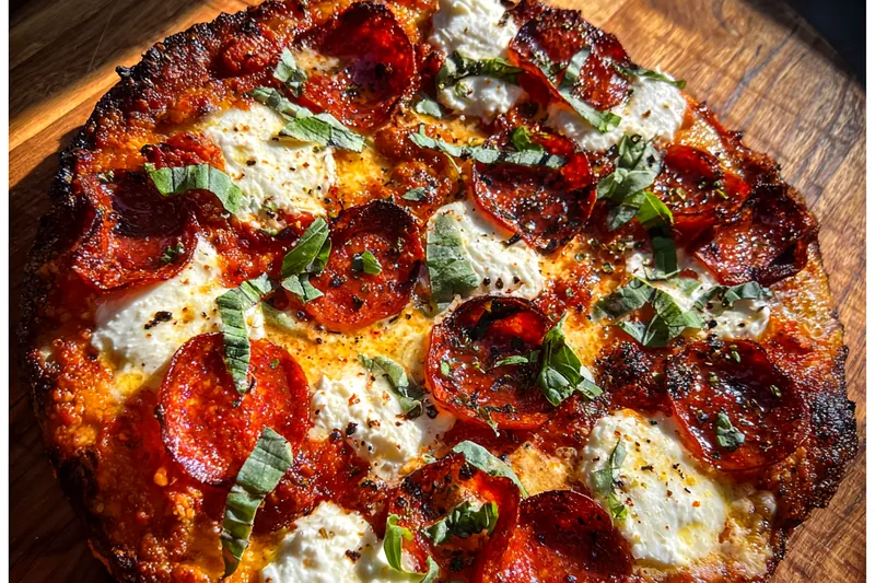 Cooking process for Spicy Pepperoni Ricotta Pizza