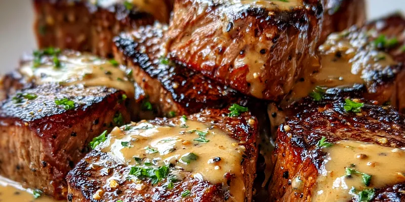 Steak with Creamy Garlic Sauce