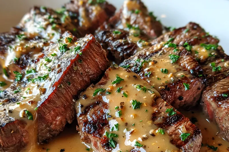 Fresh ingredients for Steak with Creamy Garlic Sauce