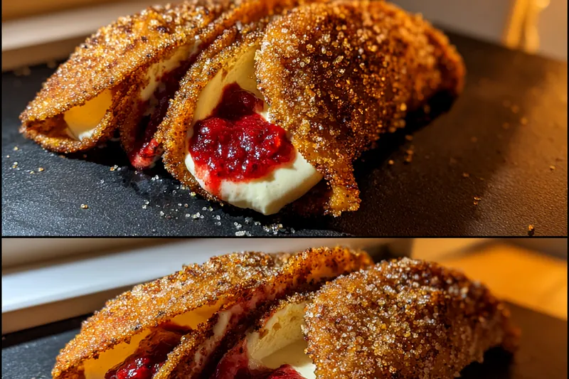 Cooking process for Strawberry Cheesecake Dessert Tacos