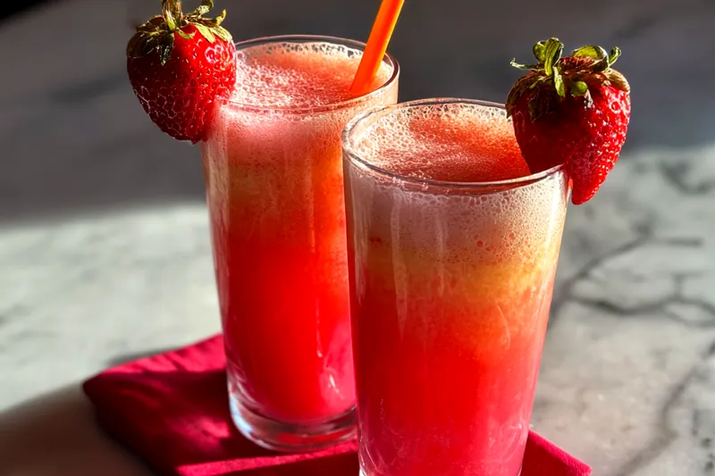 Fresh ingredients for Strawberry Cream Soda