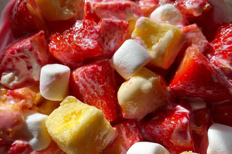 Fresh ingredients for Strawberry Fluff Dessert Delight
