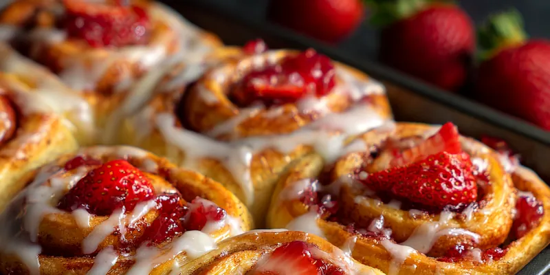 Strawberry Iced Sweet Rolls