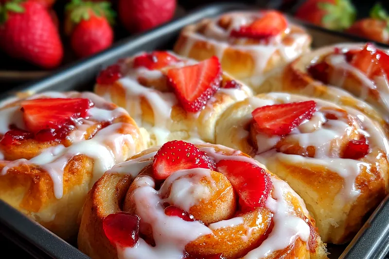 Fresh ingredients for Strawberry Iced Sweet Rolls