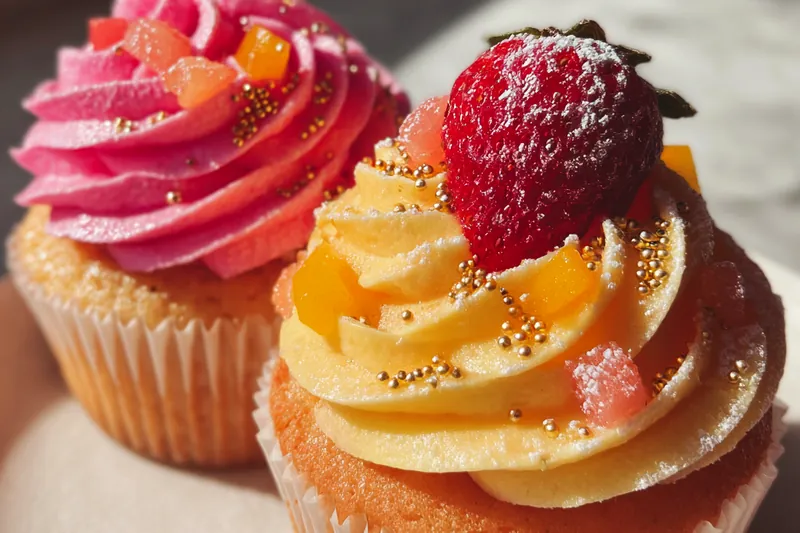 Fresh ingredients for Strawberry Mango Cupcakes Delight