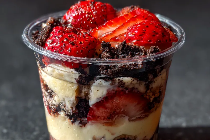 Cooking process for Strawberry Oreo Cheesecake Cup