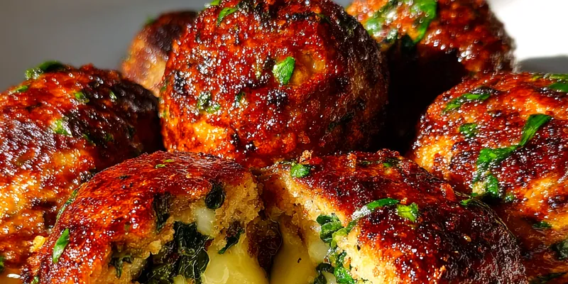Stuffed Spinach Mozzarella Meatballs