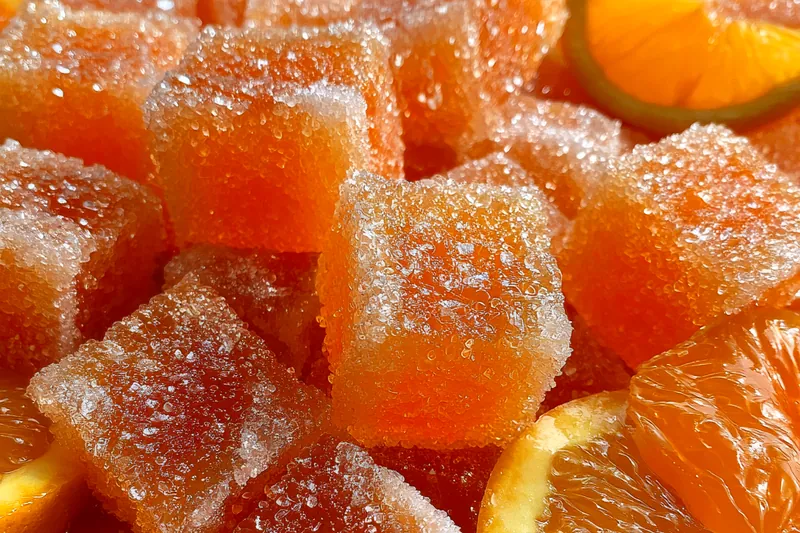 Fresh ingredients for Sugary Orange Jelly Bites