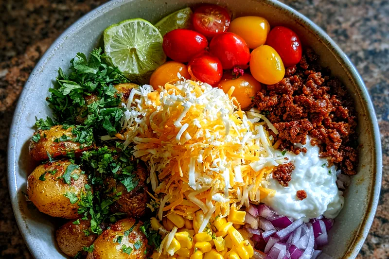 Fresh ingredients for Taco Potato Bowl