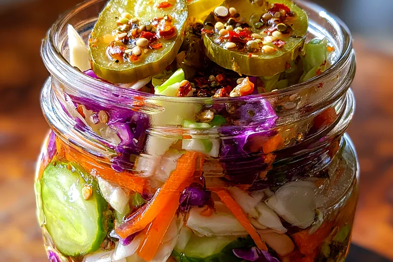 Cooking process for Tangy Pickle Veggie Slaw