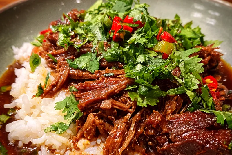 Cooking process for Tender Braised Beef Bowl