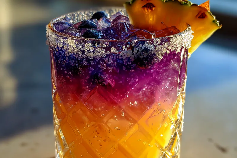 Fresh ingredients for Tropical Blueberry Pineapple Cocktail