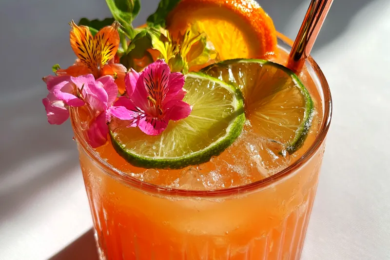 Fresh ingredients for Tropical Citrus Rum Punch