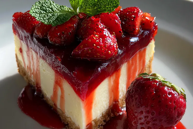 Fresh ingredients for Velvety Strawberry Cheesecake