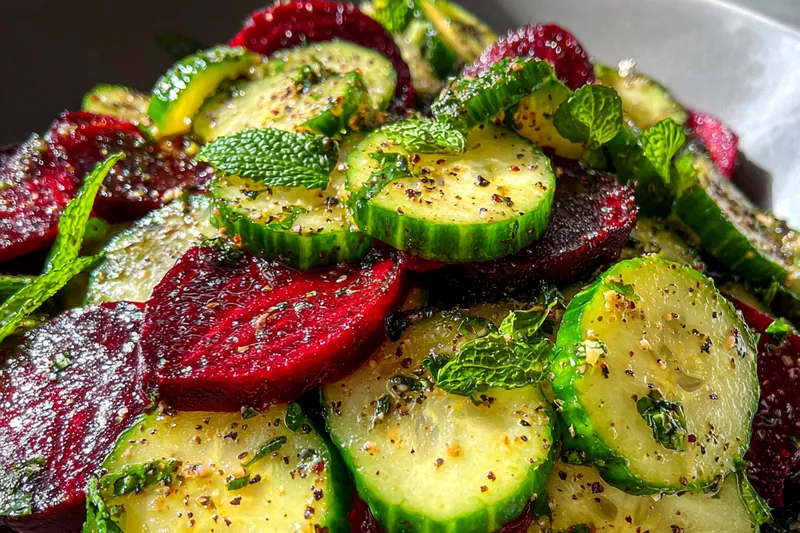 Fresh ingredients for Vibrant Cucumber Beetroot Salad
