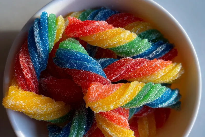 Fresh ingredients for Vibrant Sugar Candy Twists