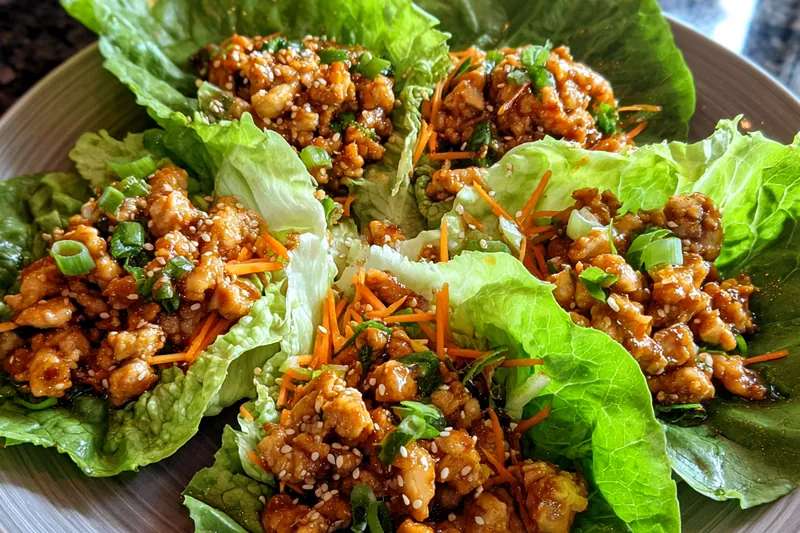 Chef cooking Zesty Thai Chicken in a skillet with vegetables.